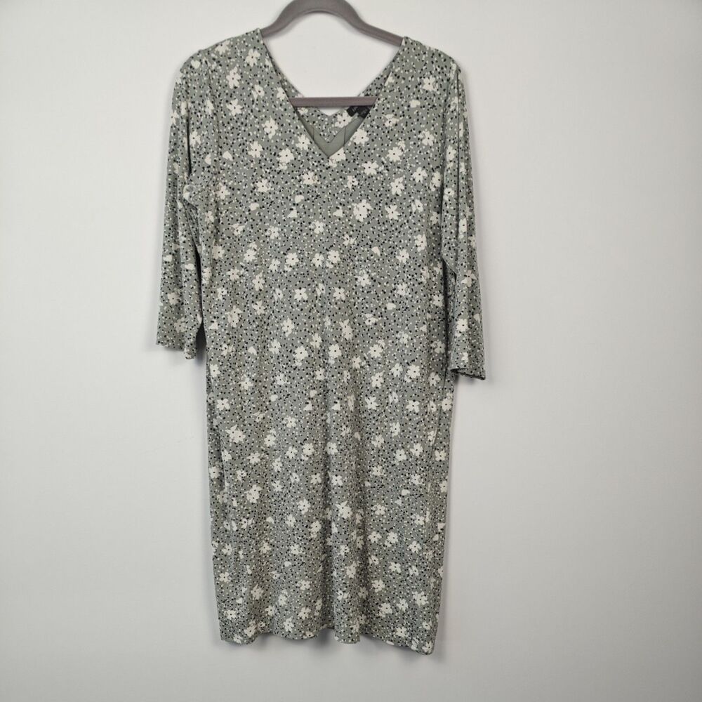 J.Jill Wearever Collection Floral Stretch 3/4 Sleeve Dress M